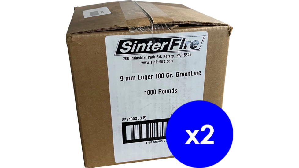 Sinterfire Greenline 9mm Luger 100 Grain Brass Cased Centerfire Pistol Ammo, 2000 Rounds