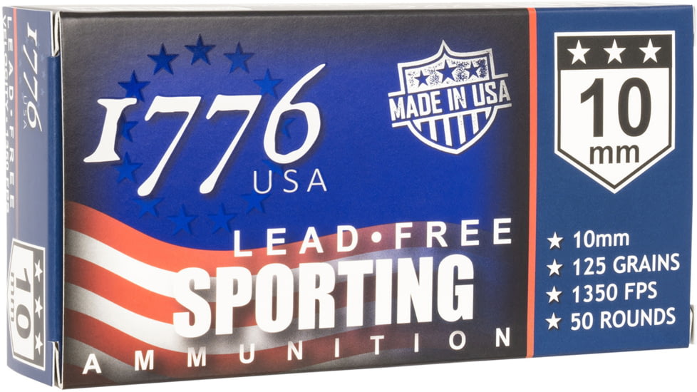 SinterFire USA 10mm Auto 115 Grain Lead-Free Ball Brass Cased Centerfire Pistol Ammo, 50 Rounds, 1776010115