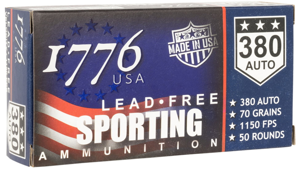 SinterFire USA .380 ACP 70 Grain Lead-Free Ball Brass Cased Centerfire Pistol Ammo, 50 Rounds, 1776380070