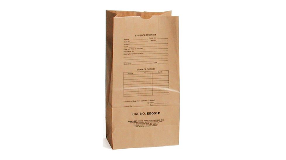 Sirchie - Kraft Evidence Bags, Printed, 7&quot; x 4.5&quot; x 13.75&quot;, 100/pack