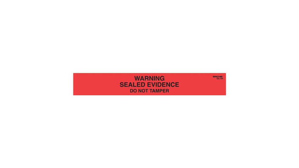 Sirchie - Warning! Sealed Evidence Seals, Red w/ Black printing 1&quot; x 7&quot;  100/roll