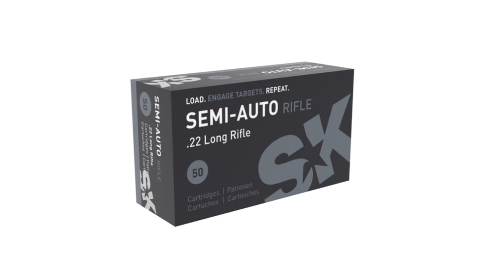 SK Semi-Auto Rifle .22 Long Rifle 40 grain Lead Round Nose Brass Cased Rimfire Ammo, 50 Rounds, 420148
