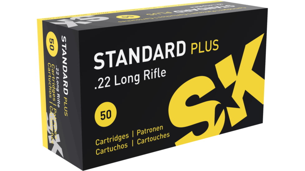 SK Standard Plus .22 Long Rifle 40 grain Lead Round Nose Brass Cased Rimfire Ammo, 50 Rounds, 420101