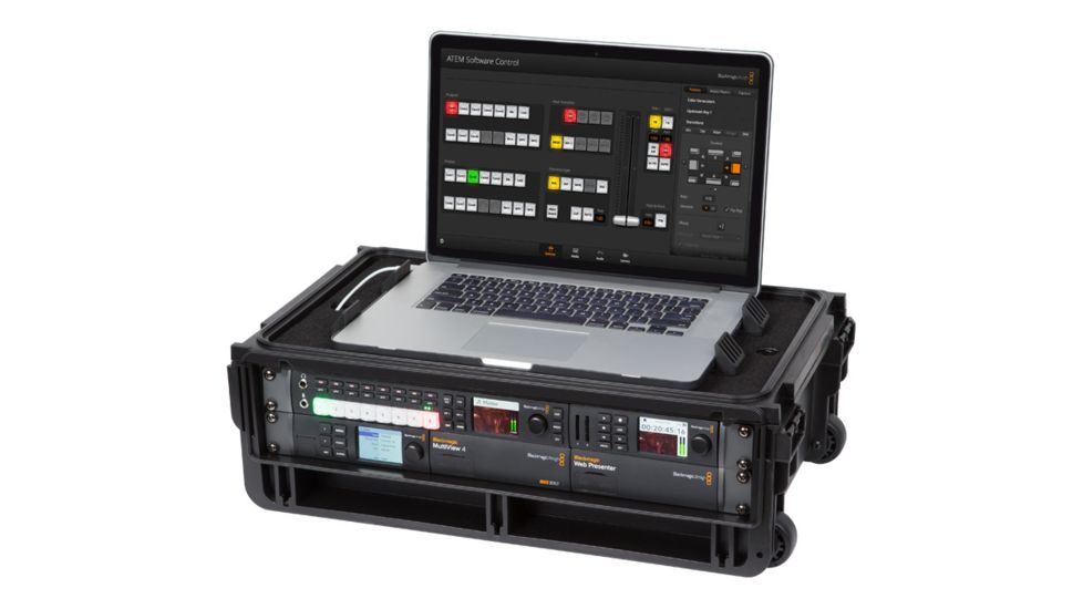 SKB Cases Injection Molded Laptop/2U Studio Flyer Rack Case w/Wheels and Pull handle, Black 1SKB-iSF2U