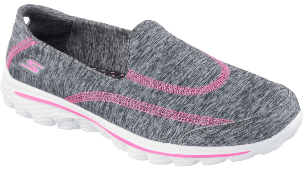 Skechers GoWalk 2 Casual Shoe - Women's-Grey/Hot Pink-Medium-9.5