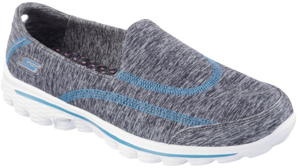 Skechers GoWalk 2 Casual Shoe - Women's-Grey/Turquoise-Medium-11