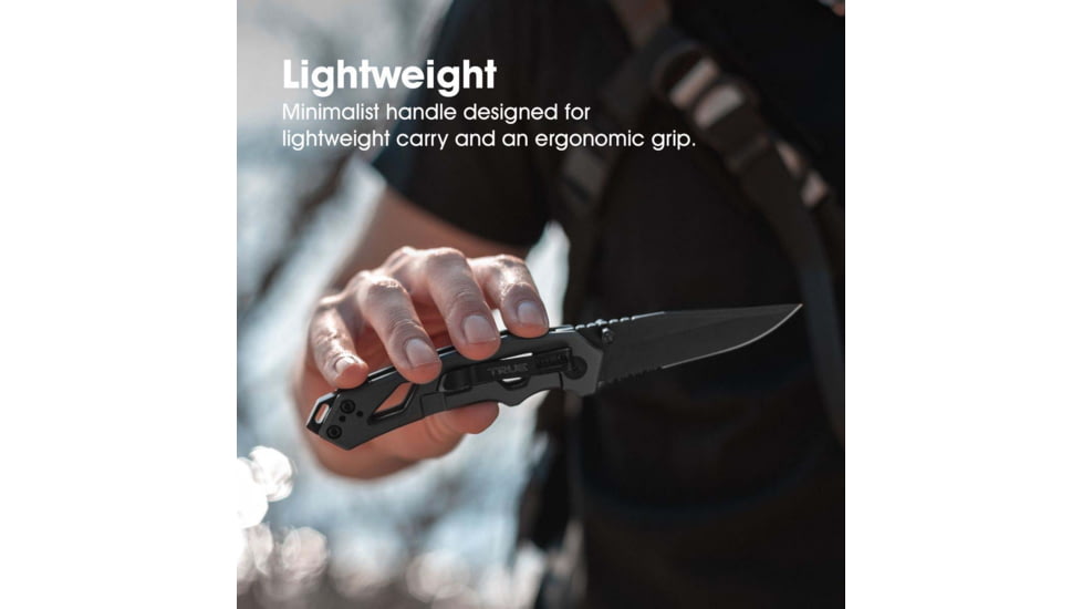 SKEETER HAWK Drop Point and Glass Breaker Tactical EDC Knife, Black, TRU-FMK-0004