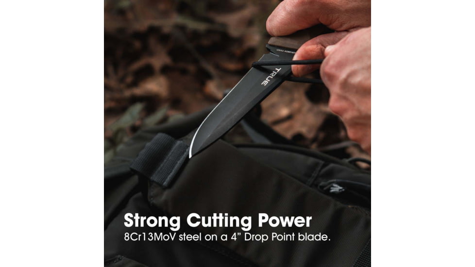 SKEETER HAWK Drop Point Blade EDC Essential Fixed Blade Knife, Black/Brown, TRU-FXK-0001