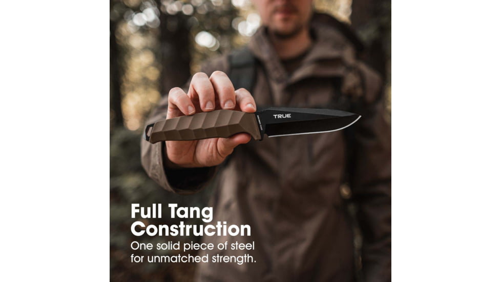 SKEETER HAWK Drop Point Blade EDC Essential Fixed Blade Knife, Black/Brown, TRU-FXK-0001