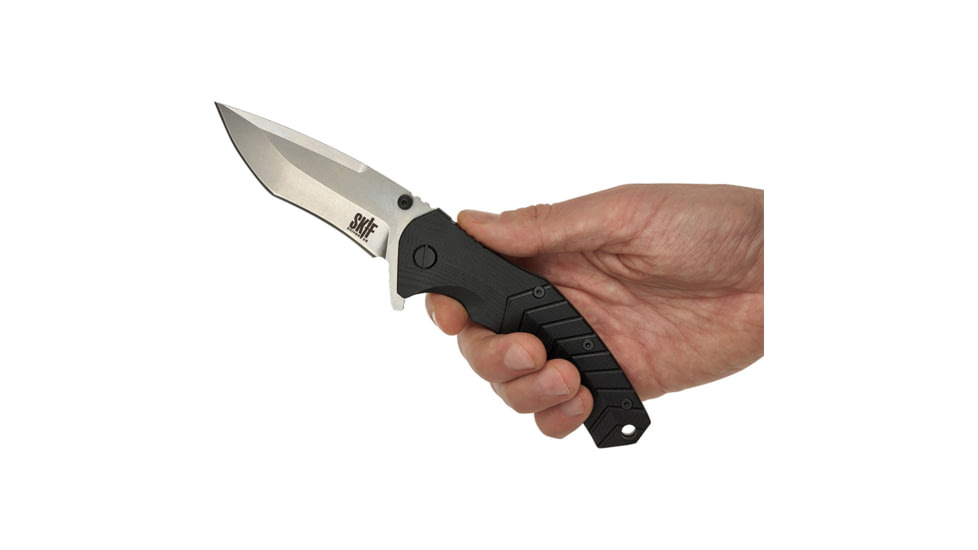 SKIF Knives Griffin SW Black Folding Knife, 5in Closed, 3.75in Stonewash Finish 9Cr18MoV Blade, Black G10 Handle, 422SE