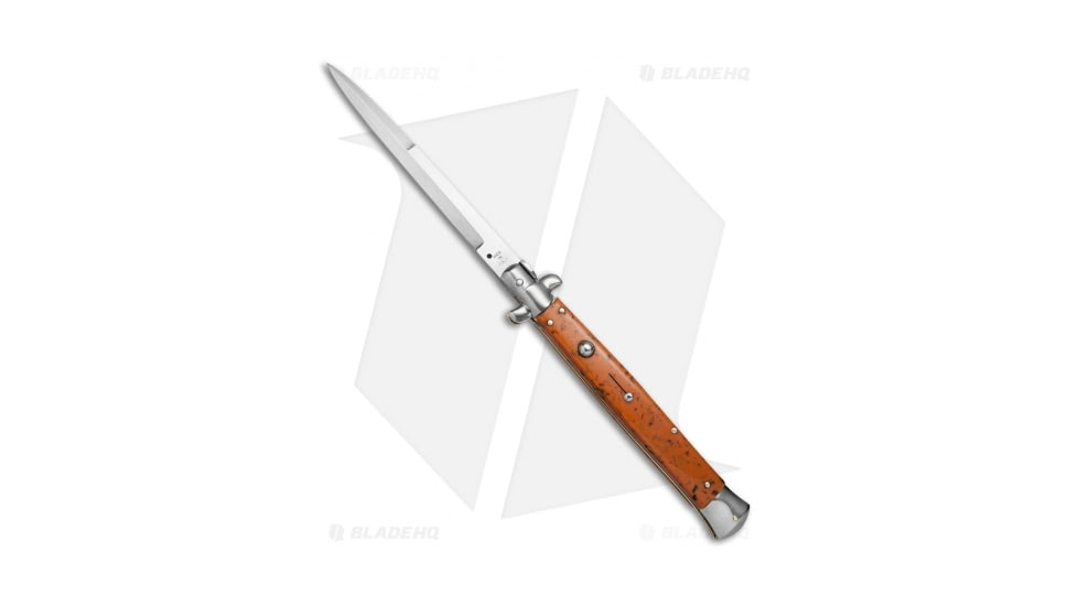 SKM 13 Italian Stiletto Automatic Folding Knife, 5.75in, Stainless Steel, Bayonet Blade, Acrylic, Orange Handle, Orange/Steel, 13.00 inch, BHQ-50982