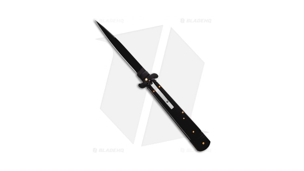 SKM 9.75 Slimline Automatic Folding Knife, 4.25in, Stainless Steel, Spear Point Blade, Wood, Black Handle, Black/Black, 9.75 inch, BHQ-94933