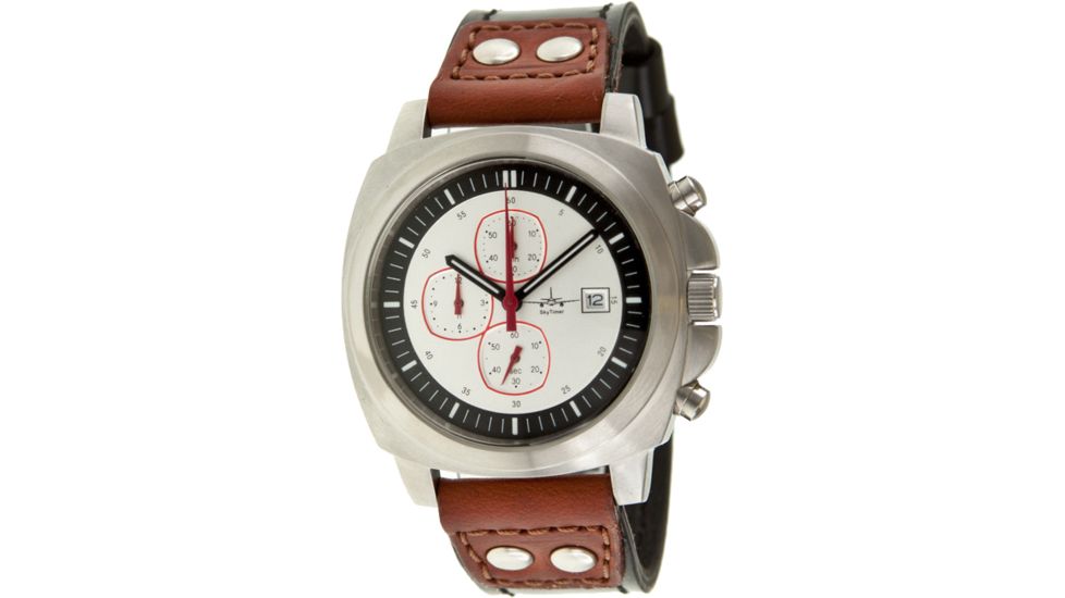 Skytimer 507635303 Quartz Pilot Mens Watch - Silver Case, Black/White Dial