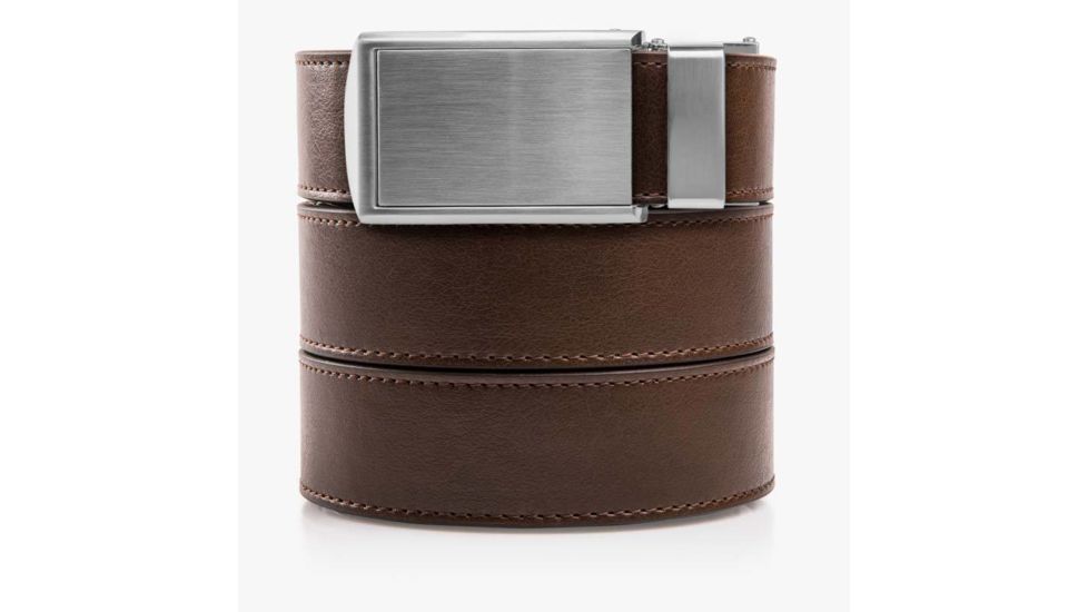 SlideBelts Animal Friendly Belt, Brown/Silver, Up to Size 48 Waist MOCHA2SIL-3XL