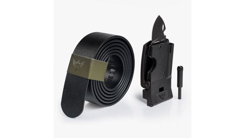 SlideBelts Survival Belt, Black Strap-Matte Black Buckle, 55in Long, 1.5in Wide SURVBELT-BLKMATTBLK-48