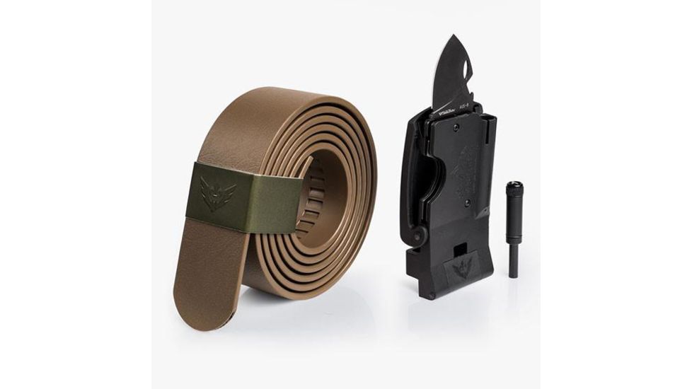 SlideBelts Survival Belt, Brown Strap-Matte Black Buckle, 55in Long, 1.5in Wide SURVBELT-BWNMATTBLK-48