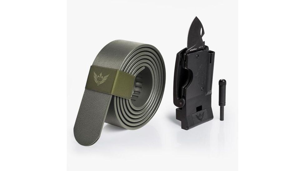 SlideBelts Survival Belt, Olive Drab Strap-Matte Black Buckle, 55in Long, 1.5in Wide SURVBELT-OLVMATTBLK-48