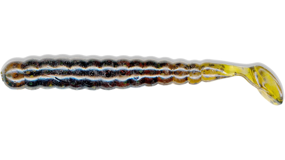 Slider Bass/Walleye Grub, 3, 3in, Green Pumpkin, SBGG817-W