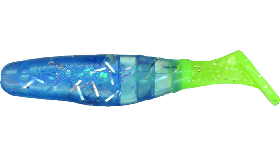 Slider Double Action Minnow Grub, 10, 1/8in, Blue Ice/Chartreuse Tail, SMF6