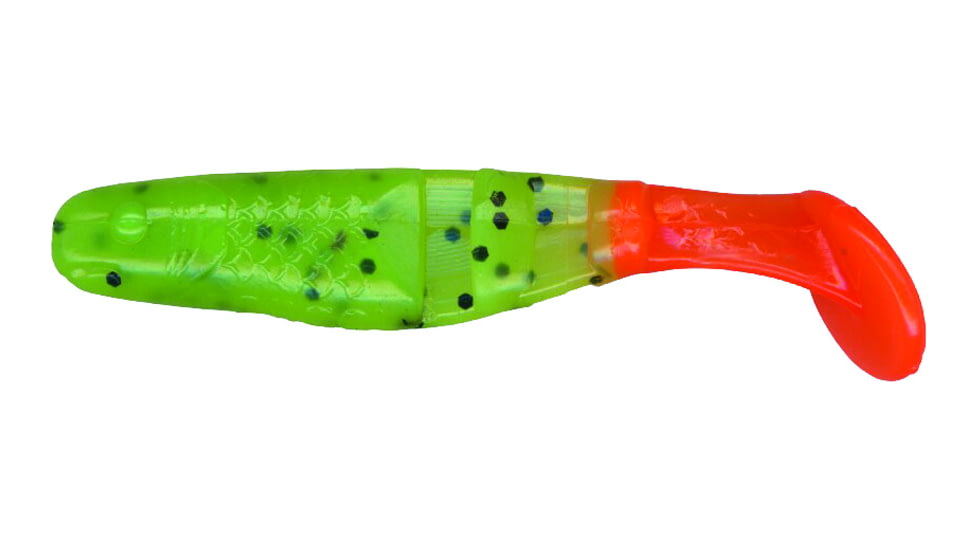 Slider Double Action Minnow Grub, 10, 1/8in, Chartreuse/Orange, SMGF15