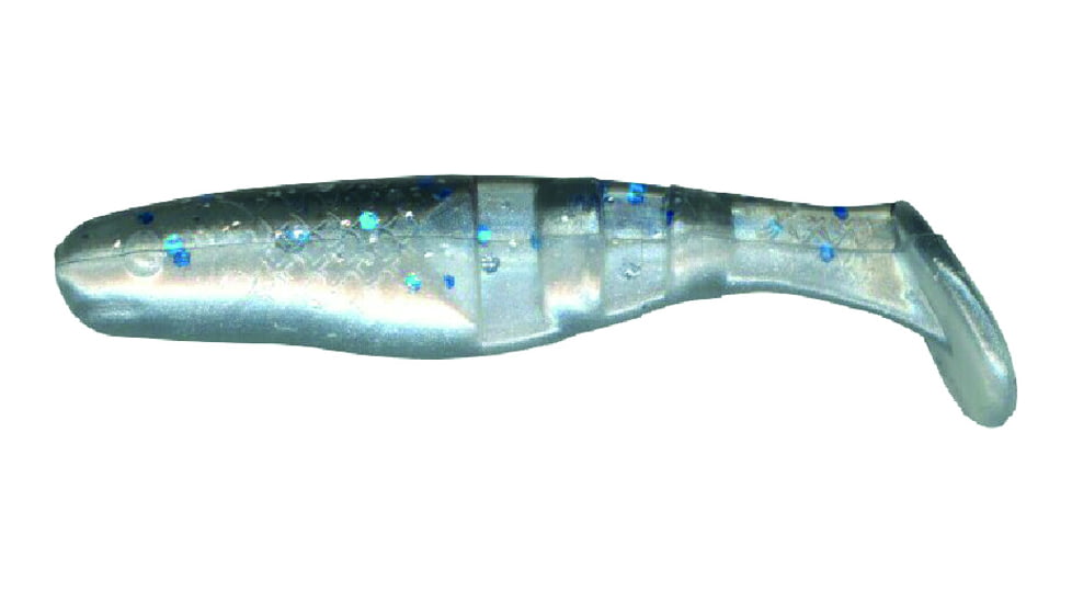 Slider Double Action Minnow Grub, 10, 1/8in, Smoke/Silver &amp; Blue Glitter, SMG74