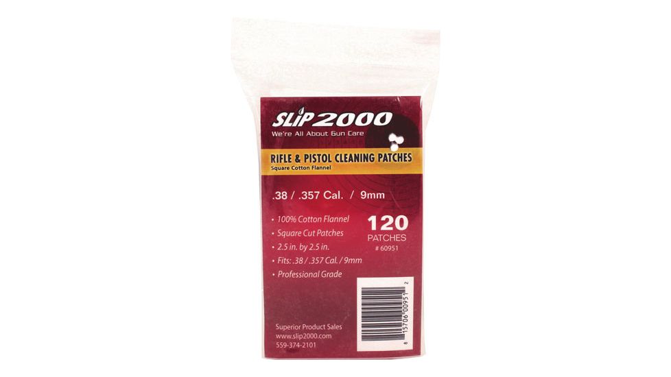 Slip 2000 Cleaning Patches 2.5''sq .38/357/40/9mm 120-pack