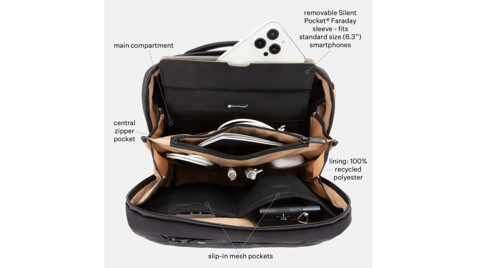 SLNT E3 Faraday Crossbody Organizer Bag, Black, 5L, SPB-EDC-03