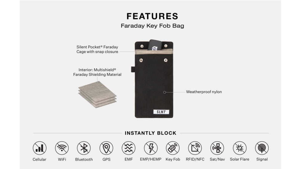 SLNT Faraday Key Fob Bag, Black, Small, SPS-SFGBN