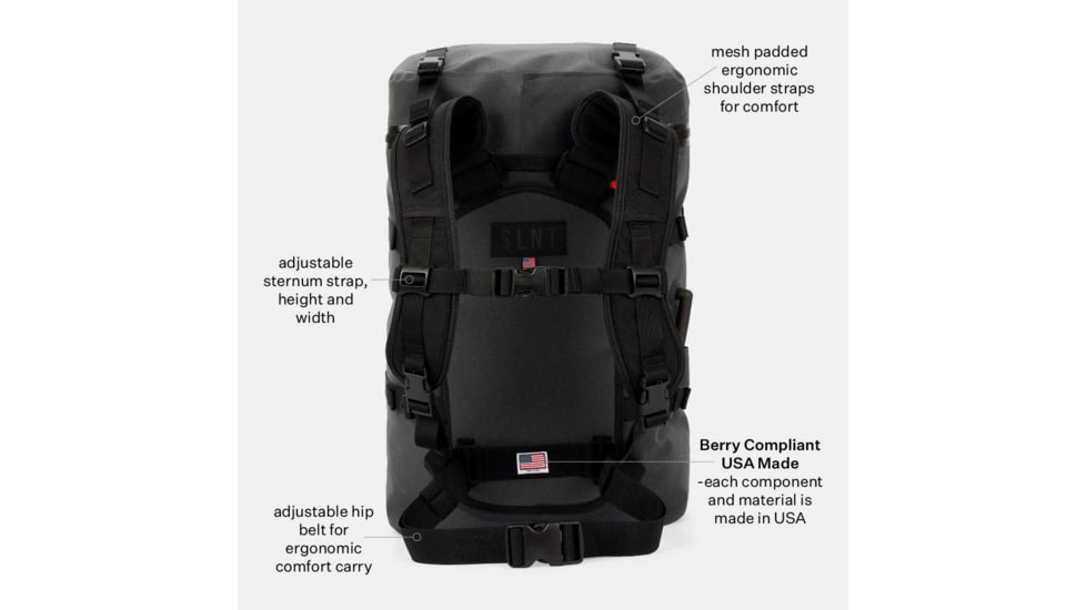 SLNT Submersible Cylinder Faraday Backpack, USA Berry Compliant, Black, 40L, DFT-40L-BER-B