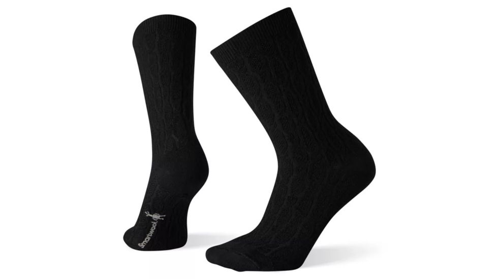 Smartwool Chain Link Cable Crew Socks - Womens, Black, Medium, SW003907001-M