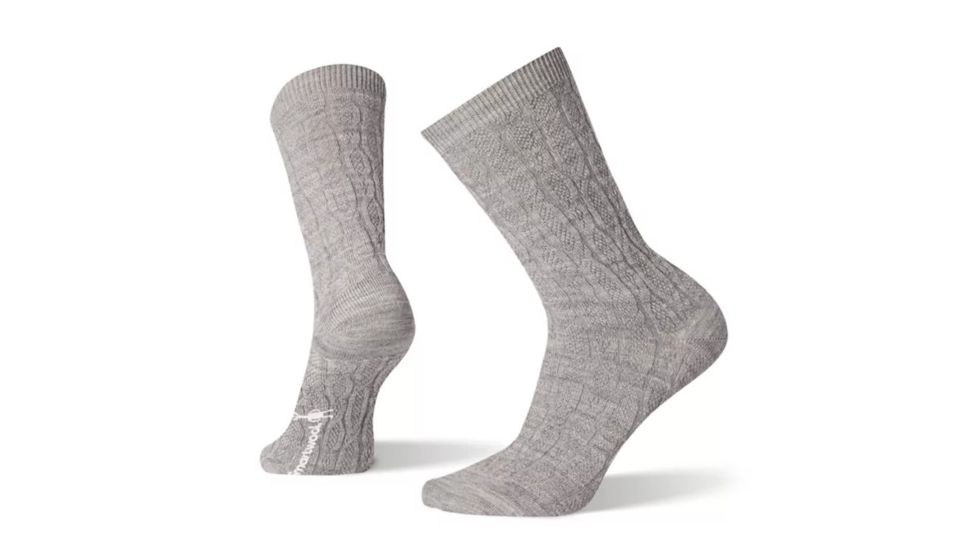 Smartwool Chain Link Cable Crew Socks - Womens, Light Gray, Medium, SW003907039-M