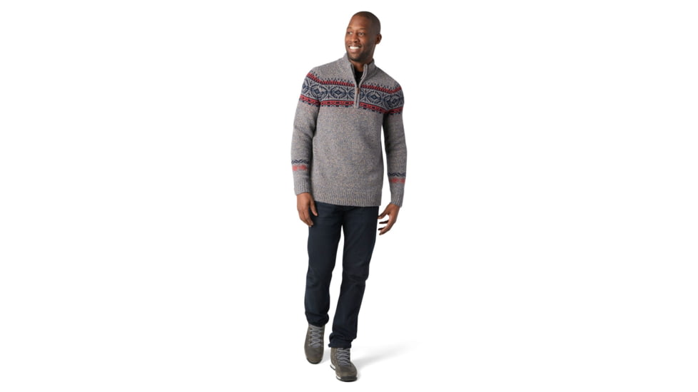 Smartwool CHUP Hansker Half Zip Sweater - Mens, Camel Heather/Medium Gray Heather, Medium, SW016423E57-M