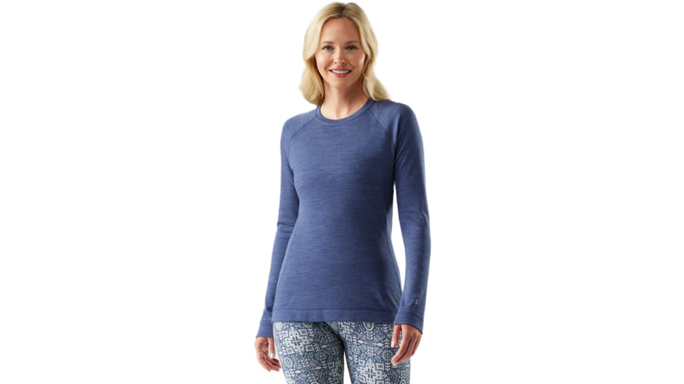 Smartwool Classic Thermal Merino Base Layer Crew - Womens, Nightfall Blue Heather, Medium, SW016369P44100M000