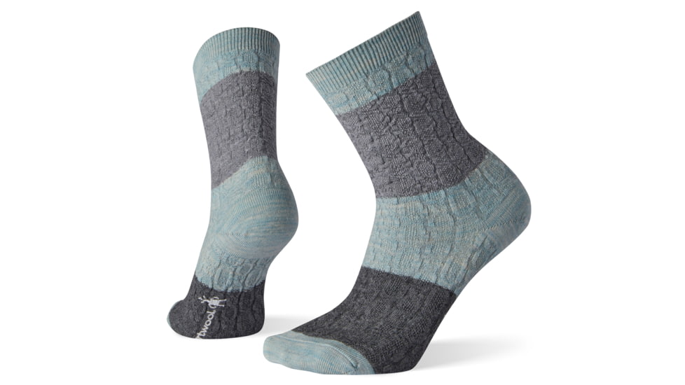 Smartwool Color Block Cable Crew Socks - Womens, Frosty Green, Large, SW004004B72-L