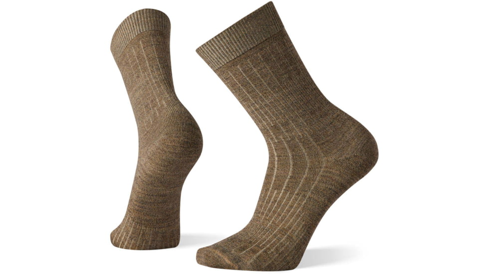 Smartwool Everyday New Basic Rib Crew Socks - Mens, Taupe/Camel Marl, Large, SW001551H83L