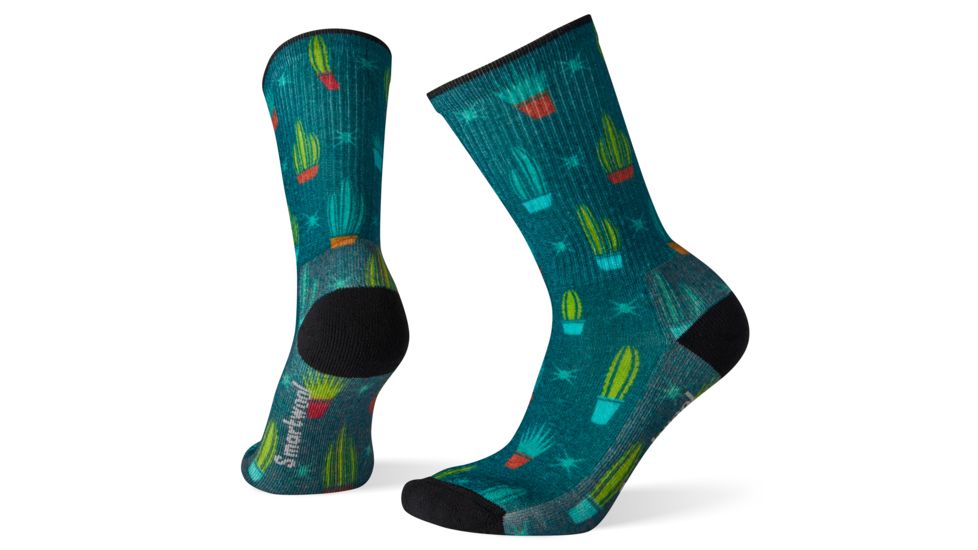 Smartwool Hike Light Cactus Print Crew Socks - Womens, Dark Peacock, Large, SW001239B69-L