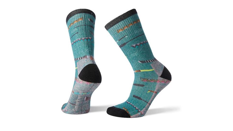 Smartwool Hike Light Canoe Print Crew - Womens, Mediterranean Green, Large, SW001424A19-L