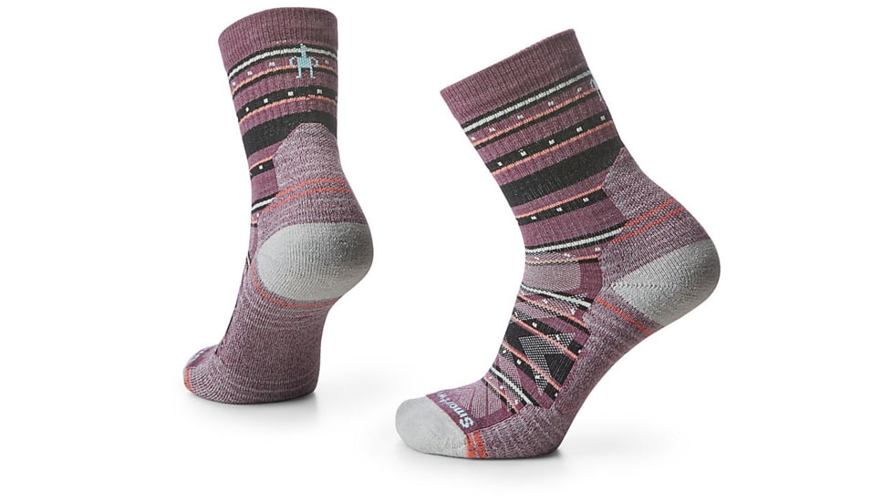 Smartwool Hike Light Cushion Stitch Stripe Mid Crew Socks - Womens, Argyle Purple, Large, SW001577J191-L