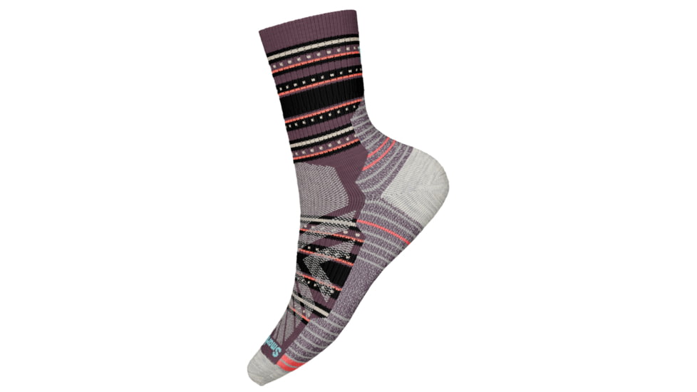 Smartwool Hike Light Cushion Stitch Stripe Mid Crew Socks - Womens, Argyle Purple, Medium, SW001577J191-M