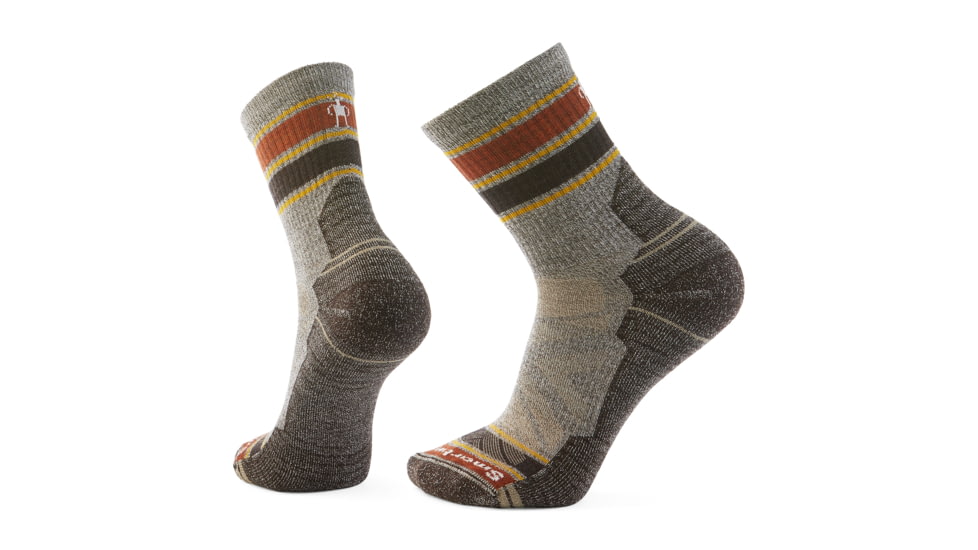 Smartwool Hike Light Cushion Striped Mid Crew Socks - Mens, Taupe/Natural Marl, Medium, SW001609G26100M000