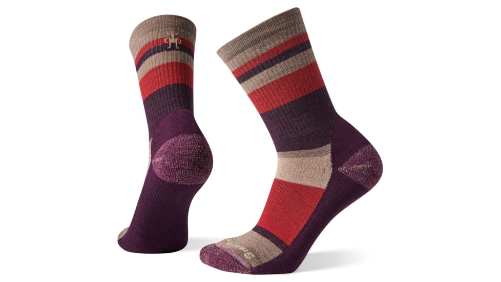 Smartwool Hike Light Striped Crew Socks - Womens, Bordeaux, Small, SW001238590-S