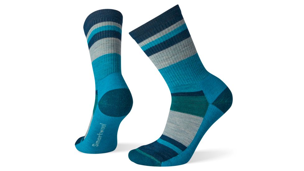 Smartwool Hike Light Striped Crew Socks - Womens, Deep Marlin, Large, SW001238C51-L