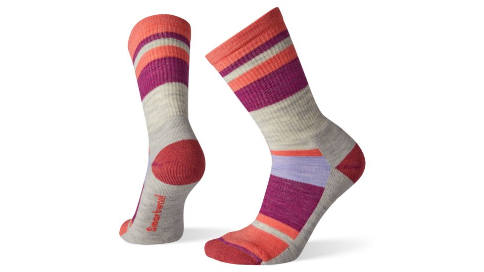 Smartwool Hike Light Striped Crew Socks - Womens, Meadow Mauve, Large, SW001238A22-L