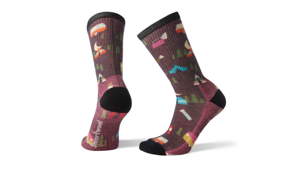 Smartwool Hike Light Summer Nights Print Crew - Womens, Bordeaux, Medium, SW001399590-M