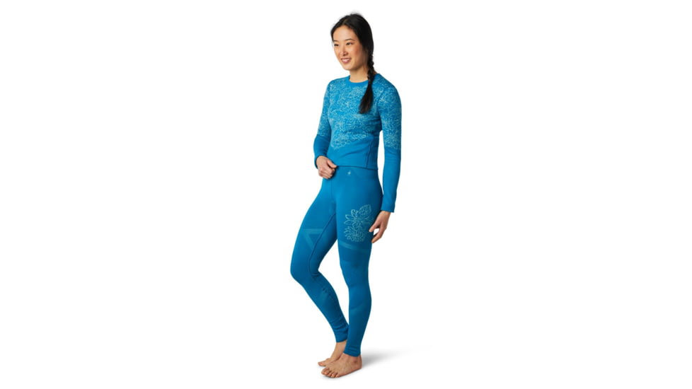 Smartwool Intraknit Merino 200 Pattern Bottom - Womens, Ocean Abyss/Wave Blue Floral Scape, Small, SW016416F34-S