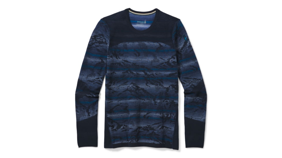 Smartwool Intraknit Merino 200 Pattern Crew - Mens, Deep Navy Mountain Stripe, Small, SW016407F26-S