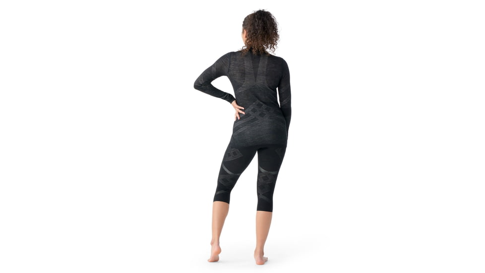 Smartwool Intraknit Thermal Merino Base Layer 3/4 Bottom - Womens, Black/White, Extra Large, SW0168269601-XL