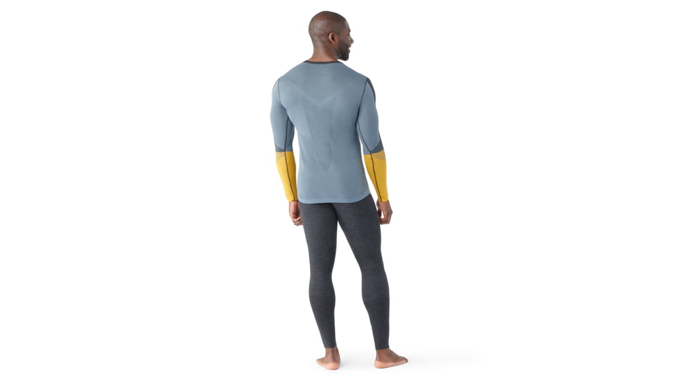 Smartwool Intraknit Thermal Merino Base Layer Colorblock Crew - Mens, Charcoal/Honey Gold, Small, SW016453M371-S