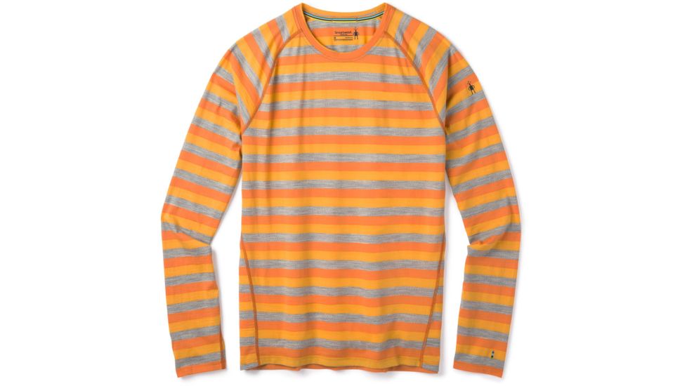 Smartwool Merino 150 Baselayer Long Sleeve - Mens, Atomic Orange Stripe, Extra Large, SW016042D49-XL