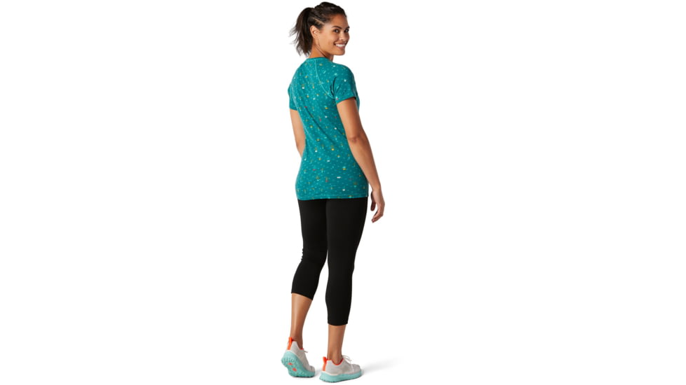 Smartwool Merino 150 Baselayer Print Short Sleeve - Womens, Dark Peacock Cactus Print, Extra Large, SW016161D75-XL